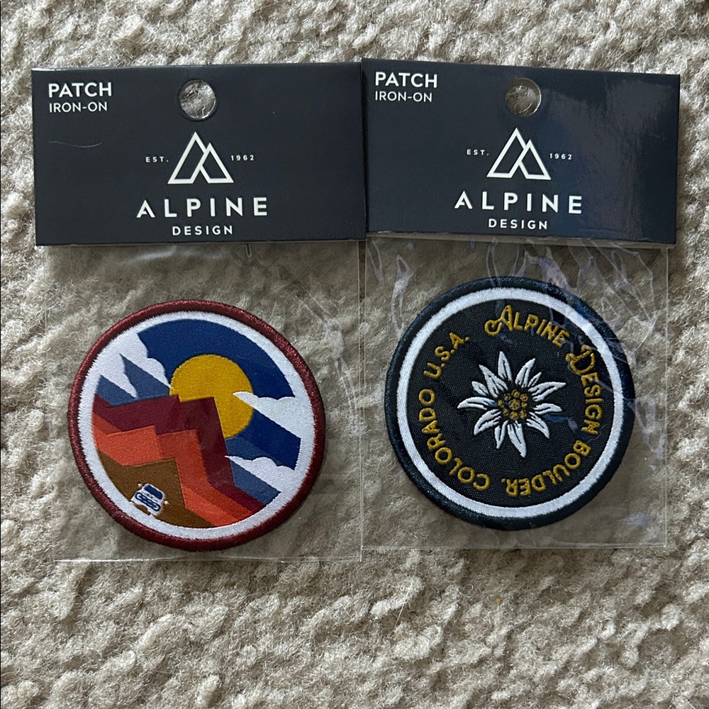 Alpine Design Mountain and Floral Iron-On Patches